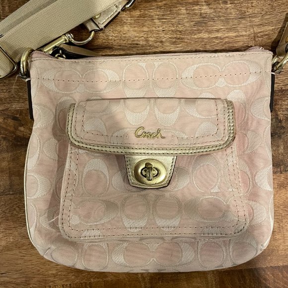 Coach Small Crossbody or Shoulder Bag - Pink & Gold Logo - Picture 2 of 4